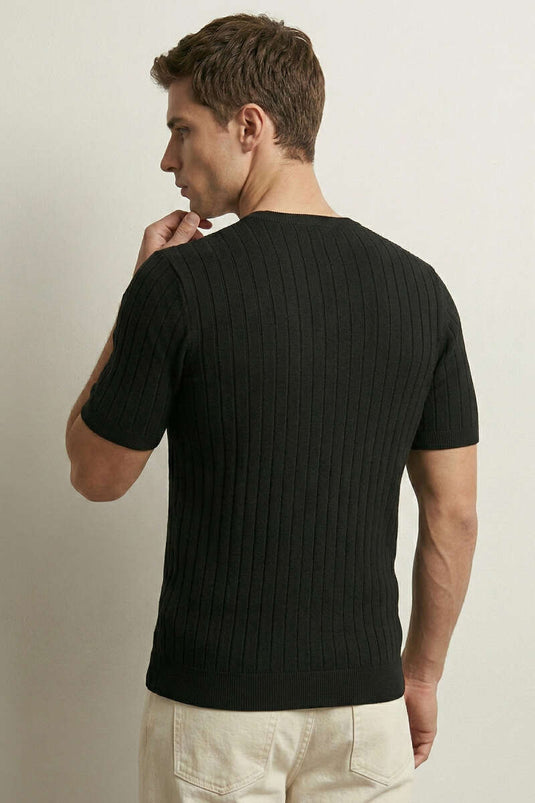 T-shirt mercerisé rayé noir
