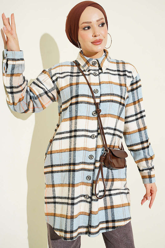 Chemise À Carreaux Rayés Beige