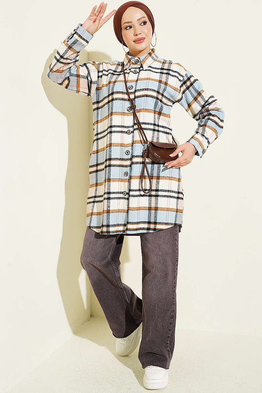Chemise À Carreaux Rayés Beige