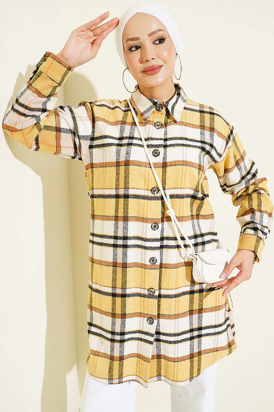 Camicia A Quadri A Righe Giallo