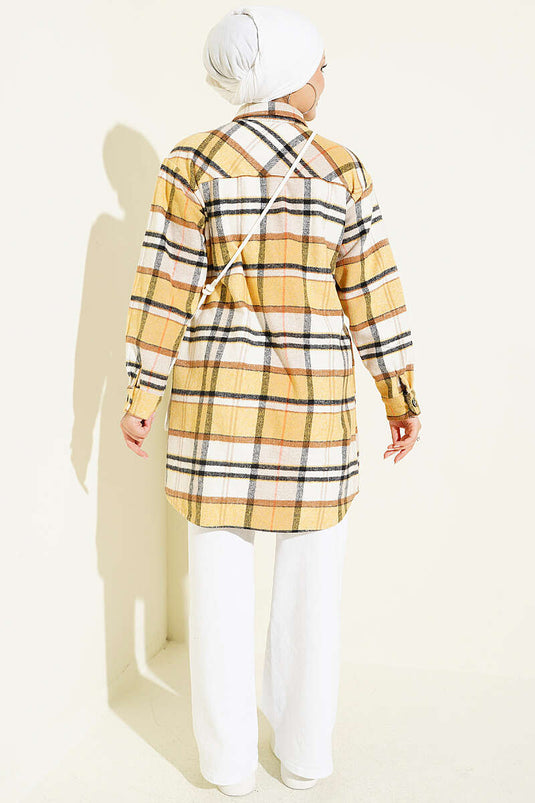 Camicia A Quadri A Righe Giallo