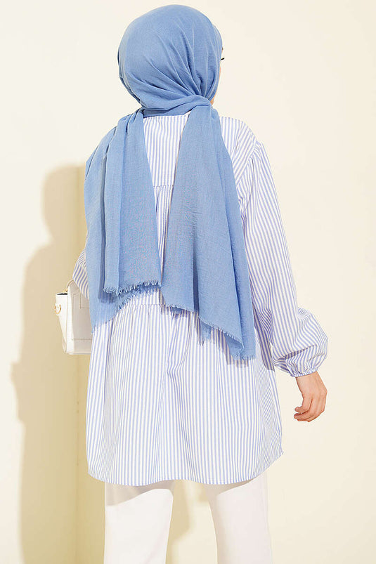 Striped Front Double-Tie Shirt Ice Blue