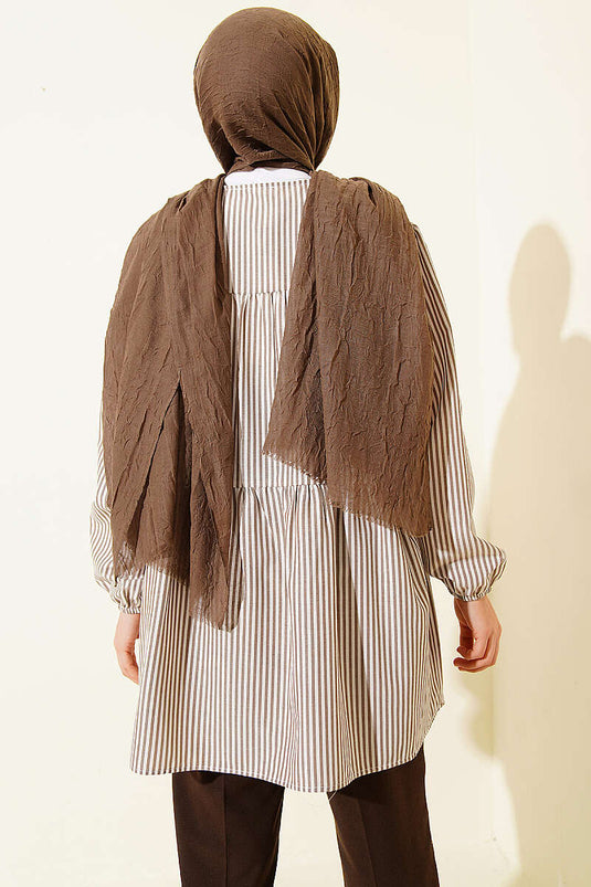 Striped Front Double-Tie Shirt Mink