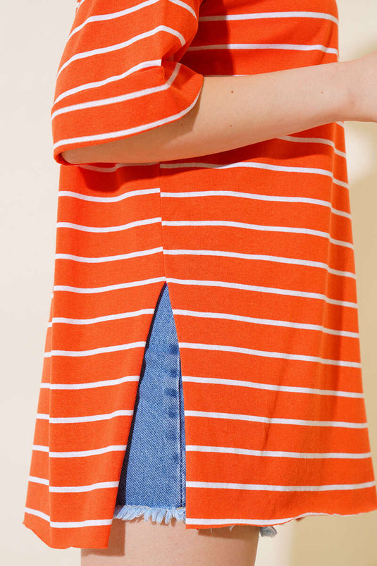 تي شيرت برتقالي مخطط