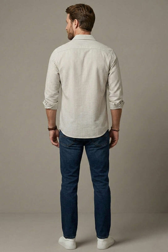 Chemise oversize rayée pour homme gris
