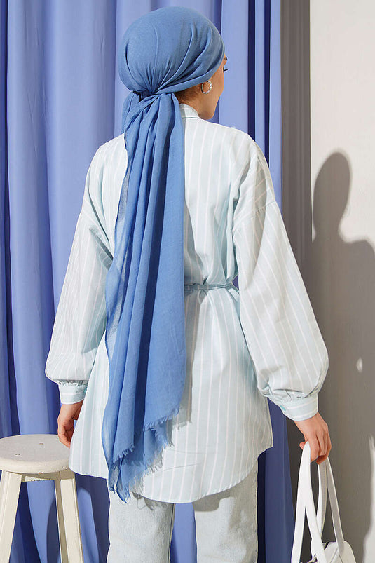 Chemise oversize rayée avec ceinture en cordement menthe