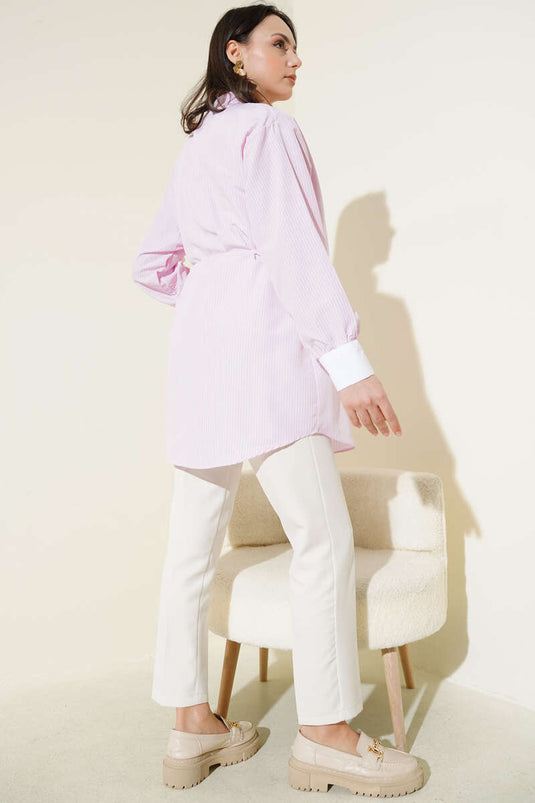 قميص مخطط وردي