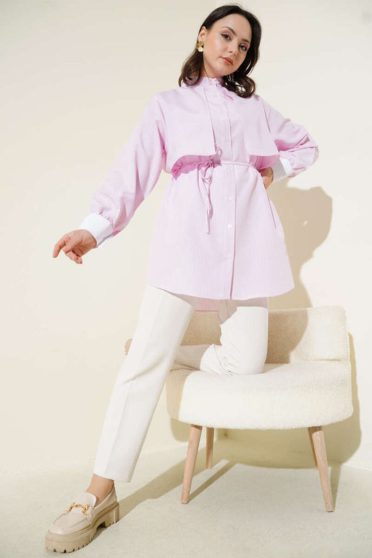 قميص مخطط وردي