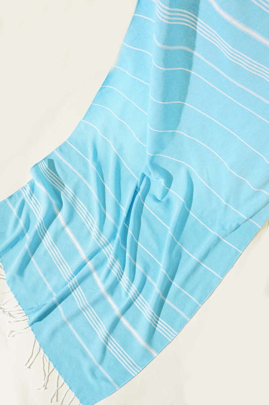 Gestreiftes Strandtuch Eisblau