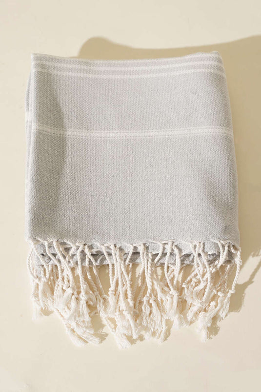 Fouta de plage rayée grise