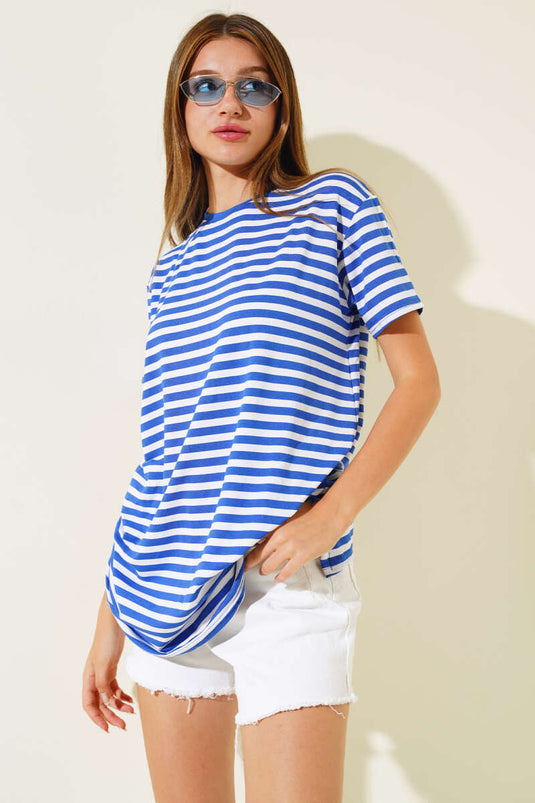 T-shirt ample rayé en viscose Saks