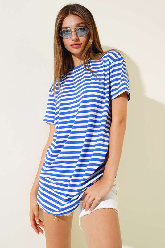 T-shirt ample rayé en viscose Saks