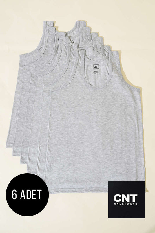 CNT 6'lı Erkek Atlet Melanj Gri