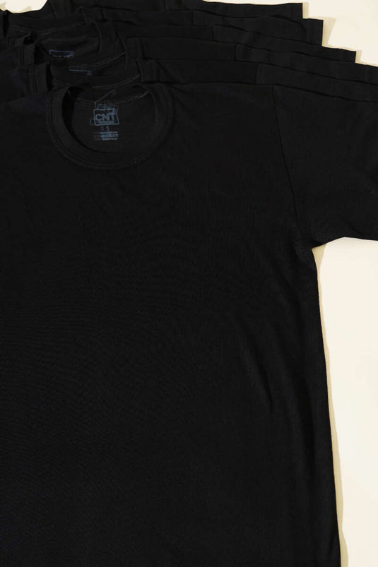 CNT 6-Pack Men's Crew Neck Undershirt Black