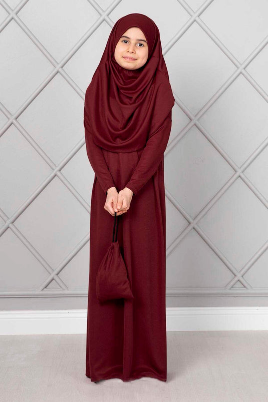 Robe de prière pour enfants Hijab Rouge Claret