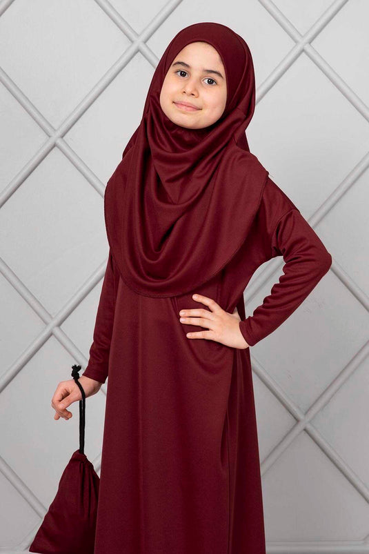 Hijab Kinder Gebetskleid Burgund