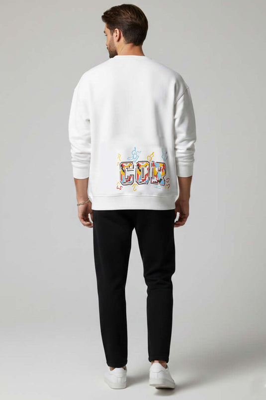 Correct Printed Three-Thread Men's Sweatshirt, Ecru