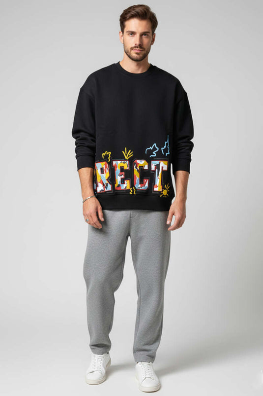 Correct Printed Three-Thread Men's Sweatshirt Black