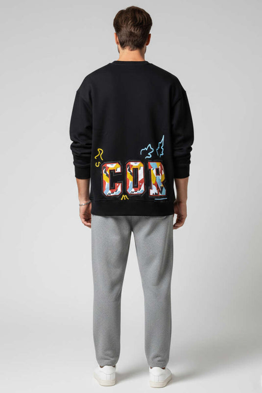 Correct Printed Three-Thread Men's Sweatshirt Black