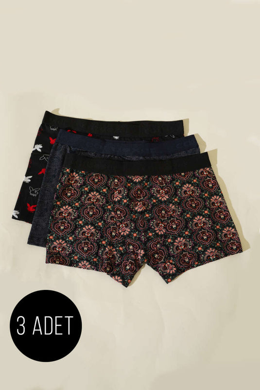مجموعة سراويل بوكسر مطبوعة من الليكرا من كوت بوكسر، 3 قطع