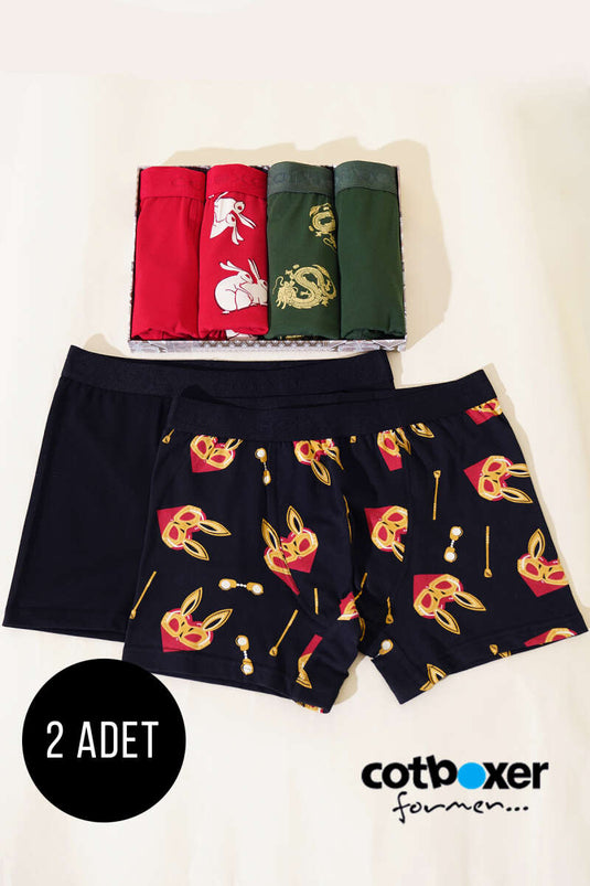 Cotboxer Baskılı 2'li Erkek Boxer Asorti 1