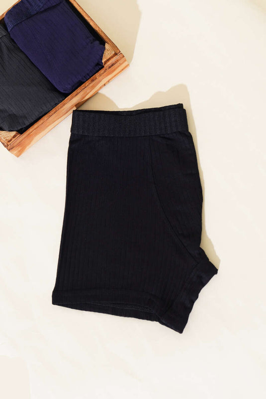 Cotboxer Men's Ribbed Boxers Black