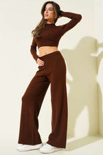 Ensemble double Triko Croplu Marron