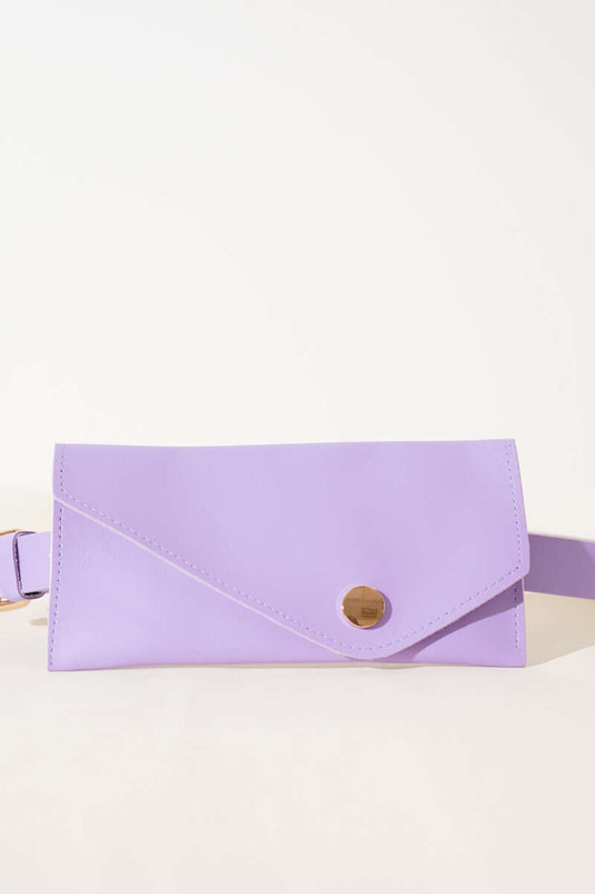 حزام أرجواني رفيع مع محفظة