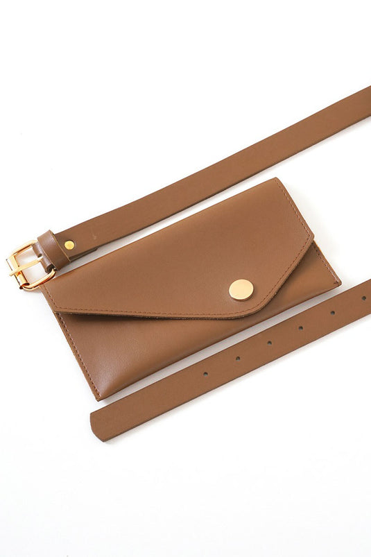 Thin Tan Belt with Wallet