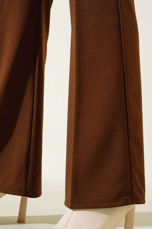 Double Spanish Flared Trousers Brown