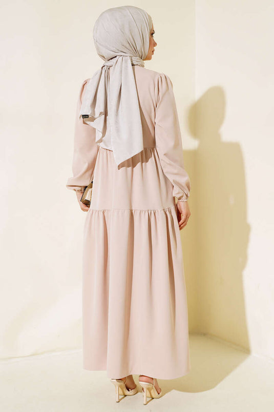 Double Layered Straight Dress Beige