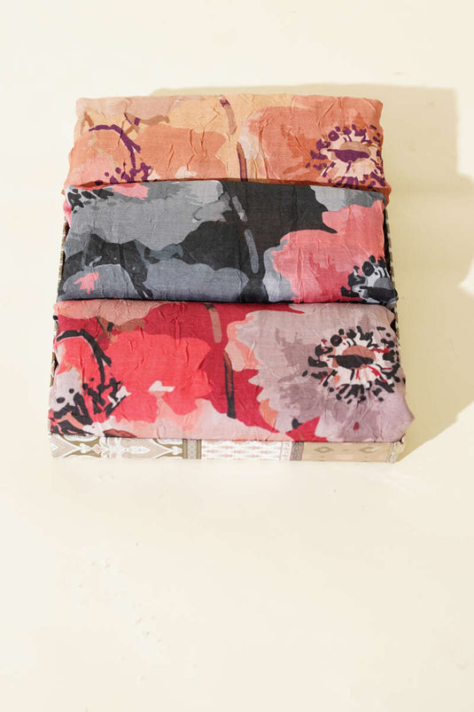 طقم أوشحة من الخيزران بنقشة زهور الأقحوان، مكون من 3 قطع متنوعة.