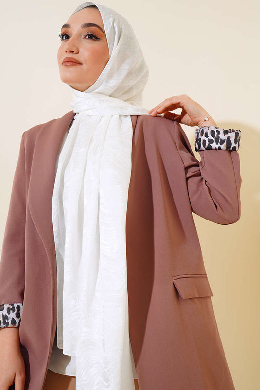 Wave Pattern Jacquard Melisa Shawl White