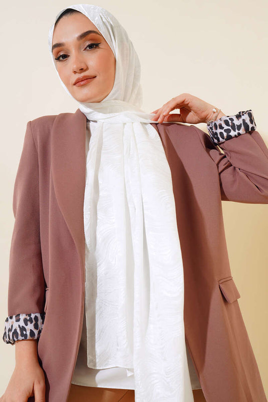 Wave Pattern Jacquard Melisa Shawl White