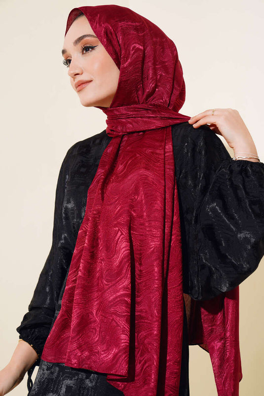 Wave Pattern Jacquard Melisa Shawl Burgundy