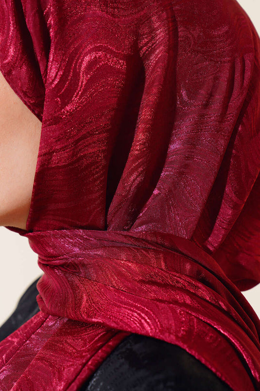 Wave Pattern Jacquard Melisa Shawl Burgundy