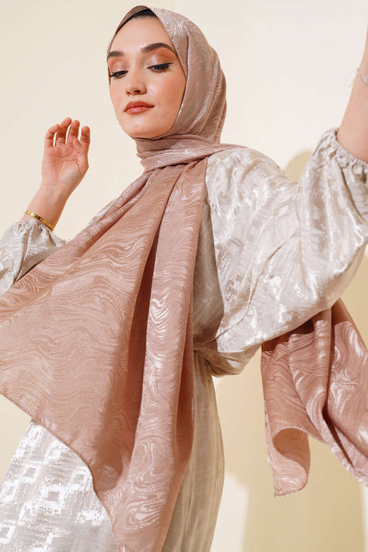 Wave Pattern Jacquard Melisa Shawl Mink