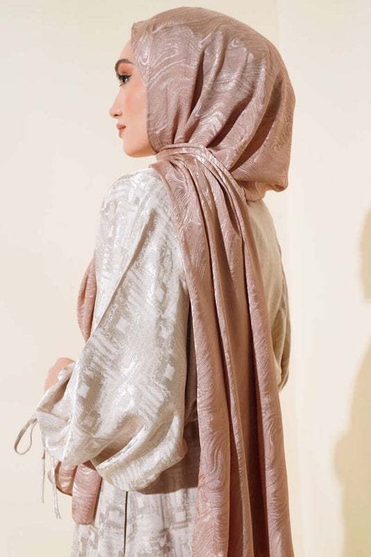 Wave Pattern Jacquard Melisa Shawl Mink