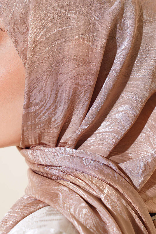 Wave Pattern Jacquard Melisa Shawl Mink