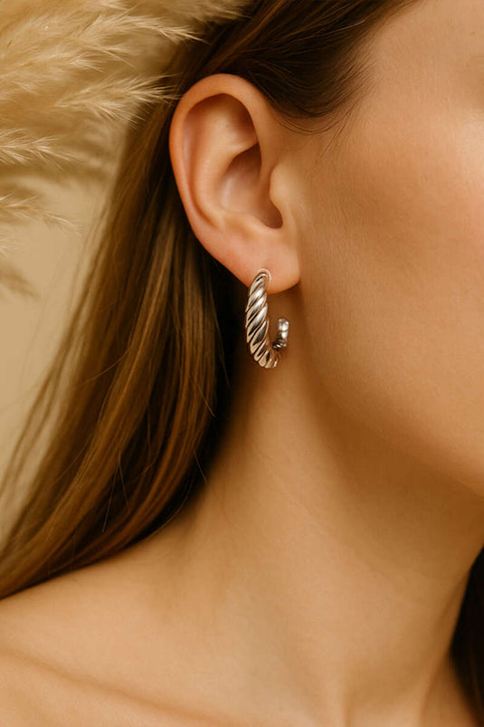 Dalga Küpe Gümüş