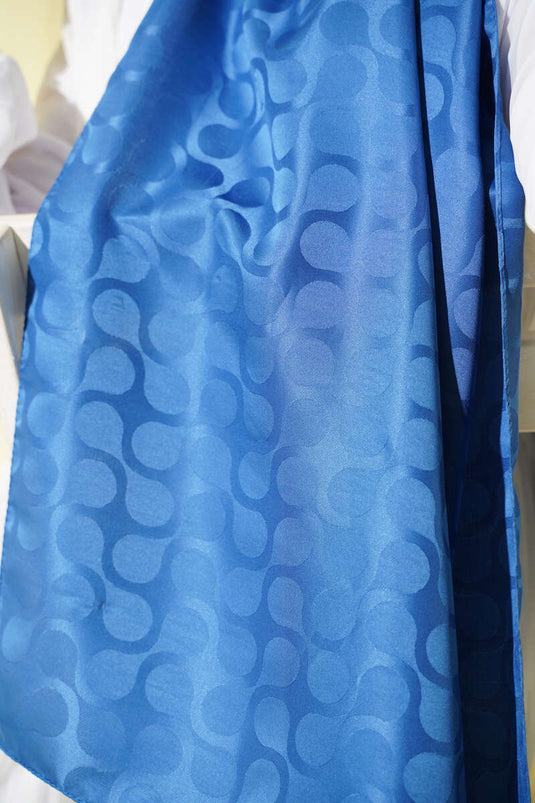 Stamp Pattern Jacquard Shawl Blue