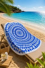 Serviette de plage Damla Desen bleue