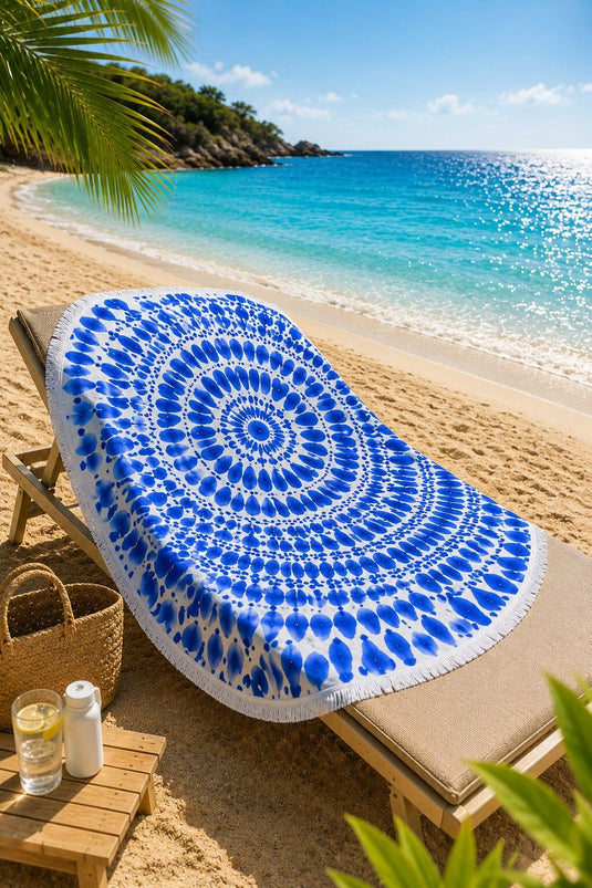 Serviette de plage Damla Desen bleue
