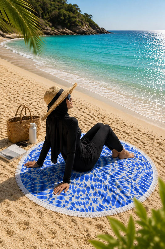 Serviette de plage Damla Desen bleue