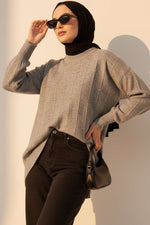 Pull en maille douce à motif goutte gris