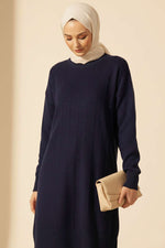 Pull en maille douce à motif goutte bleu marine