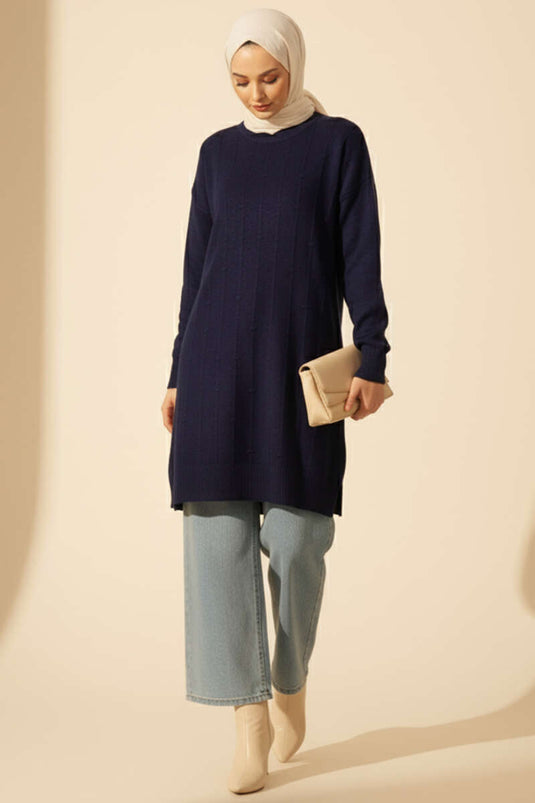 Damla Desen Yumoş Triko Kazak Lacivert