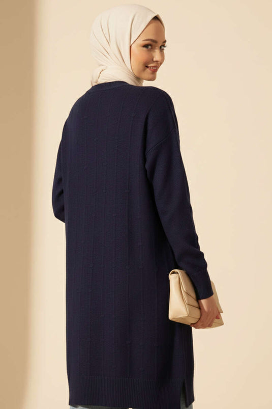 Damla Desen Yumoş Triko Kazak Lacivert