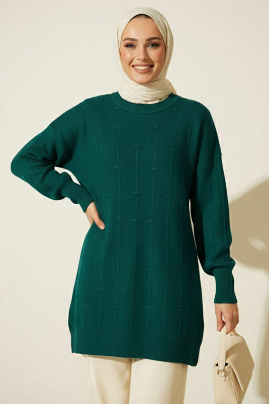 Drop Pattern Soft Knit Sweater, Navy Blue