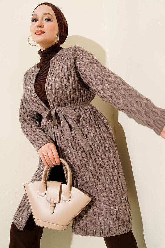 Gilet En Maille Brodé Damla Latte